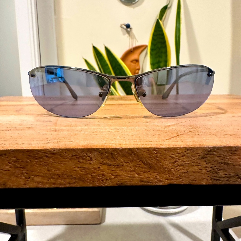 Sporty blue tinted Ray Bans